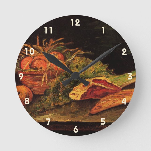 Apples, Meat and a Roll by Vincent van Gogh Round Clock (Front)