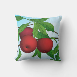 Apples on a Branch, red and green Throw Pillow