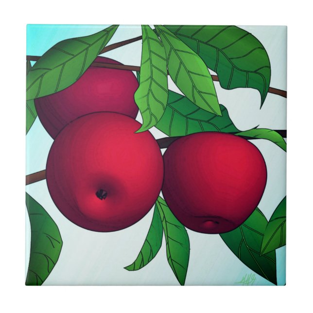"Apples on a Branch" Tile (Front)