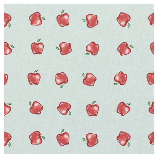Apples on Mint Dot Fabric (Close Up)