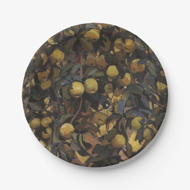 Apples on the Branches of Trees (by Serebriakova) Paper Plate (Front)