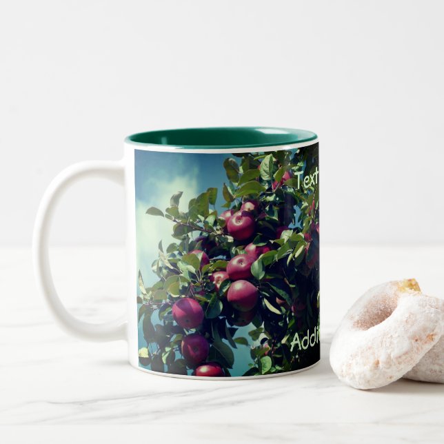 Apples On The Tree Nature Personalized  Two-Tone Coffee Mug (With Donut)