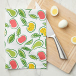 Apples Oranges and Pears Fruit Pattern Kitchen Towel<br><div class="desc">Modern illustrated fruit pattern on white.</div>