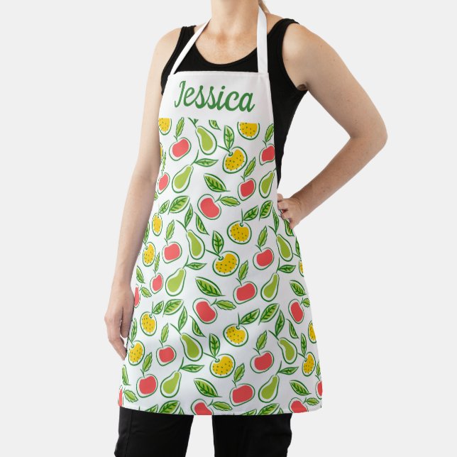 Apples Oranges Pears Fruit Pattern Personalised Apron (Insitu)