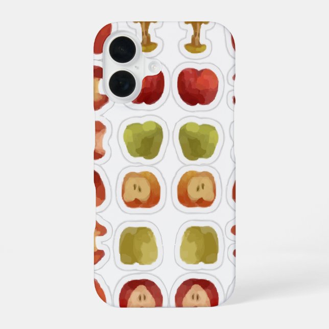 apples pattern bitten apple rotten iPhone 16 case (Back)