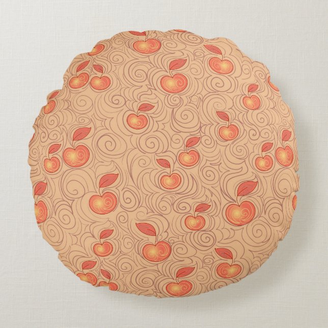 Apples Pattern Round Pillow (Front)