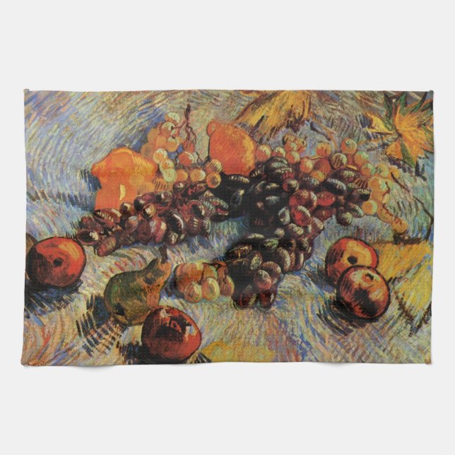 Apples, Pears, Lemons, Grapes by Vincent van Gogh Kitchen Towel (Horizontal)