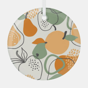 Apples, pears: vintage seamless pattern. glass ornament