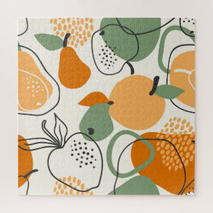 Apples, pears: vintage seamless pattern. jigsaw puzzle