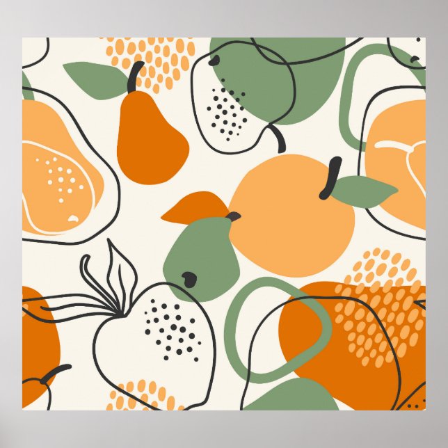 Apples, pears: vintage seamless pattern. poster (Front)