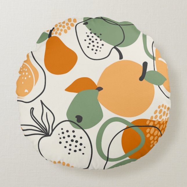 Apples, pears: vintage seamless pattern. round pillow (Front)