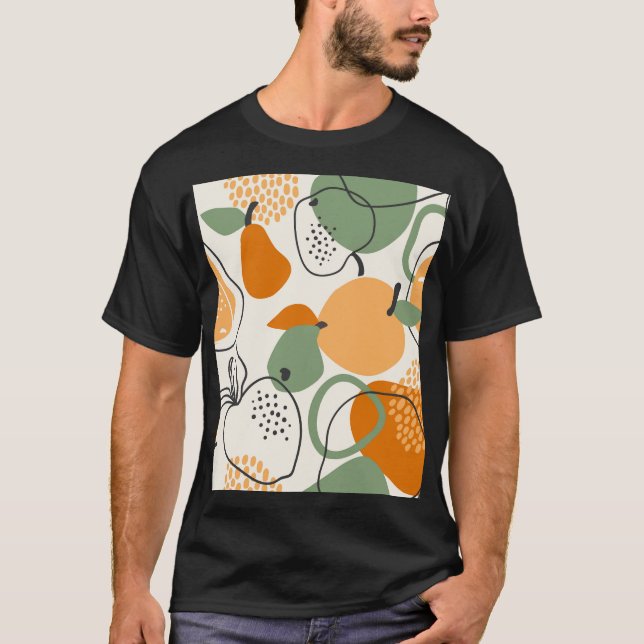 Apples, pears: vintage seamless pattern. T-Shirt (Front)