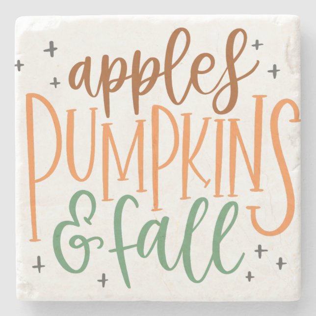 APPLES PUMPKINS and FALL Stone Coaster (Front)