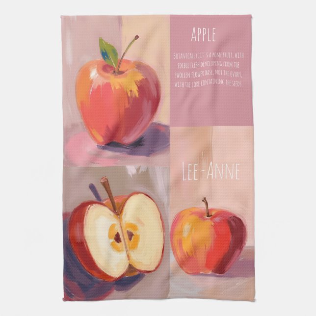 Apples watercolor on textured background kitchen towel (Vertical)