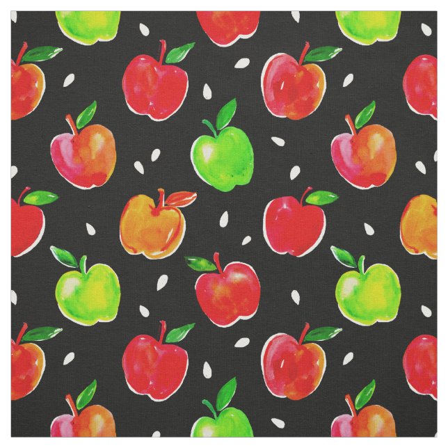 Apples Watercolor Pattern Fabric (Swatch)
