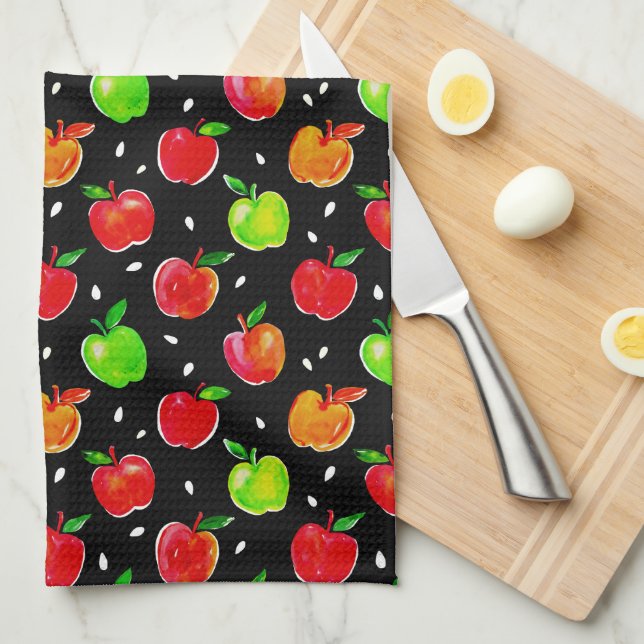Apples Watercolor Pattern Kitchen Towel (Quarter Fold)