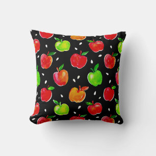 Apples Watercolor Pattern Throw Pillow