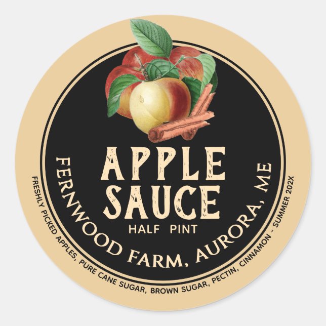 Applesauce Bâtons en cannelle Étiquette de gelée f (Devant)