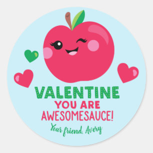 Applesauce Valentine's Day Stickers for Kids