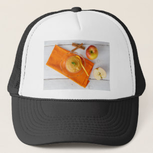 Applesauce with cinnamon and orange spoon trucker hat