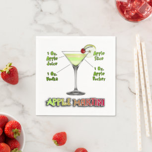 Appletini aka Apple Martini Cocktail Recipe Art Napkin