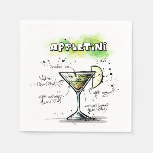 AppleTini Drink Recipe Design Napkin
