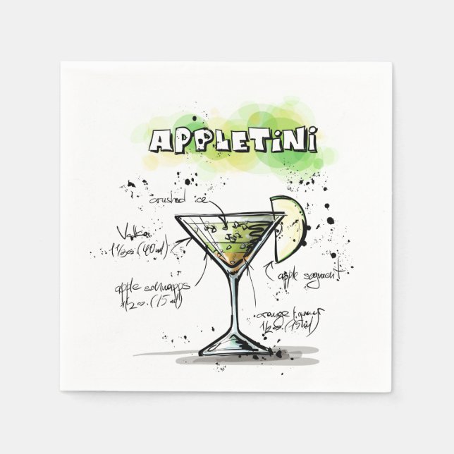 AppleTini Drink Recipe Design Napkin (Front)