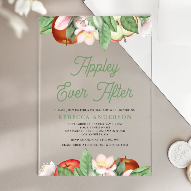 Appley Ever After Apple Bridal Shower Acrylic Invitations (Creator Uploaded)