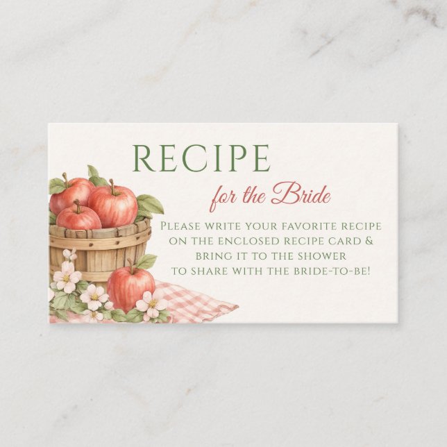 Appley EVER AFTER Bridal Shower Recipe Request Enclosure Card (Front)
