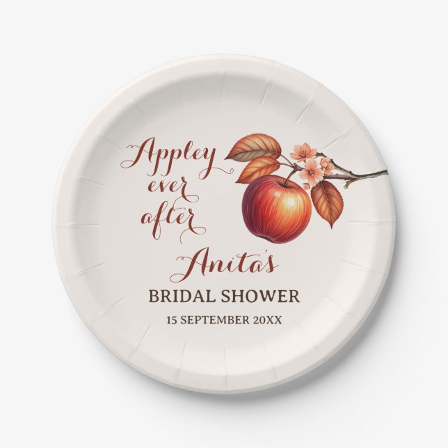 Appley Ever After Fall Bridal Shower Paper Plate (Front)