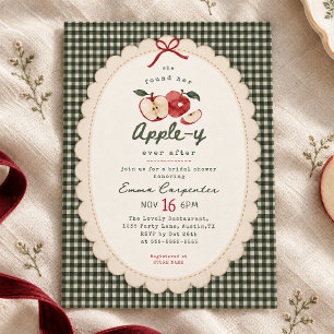 Appley Ever After vintage gingham bridal shower Invitation