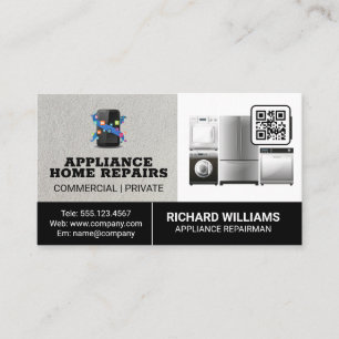 Appliance Repair Home Services   Qr Code Business Card