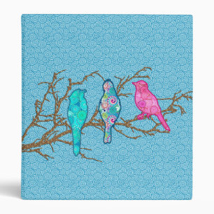 Applique Birds on a Branch, Sky Blue Multi Binder