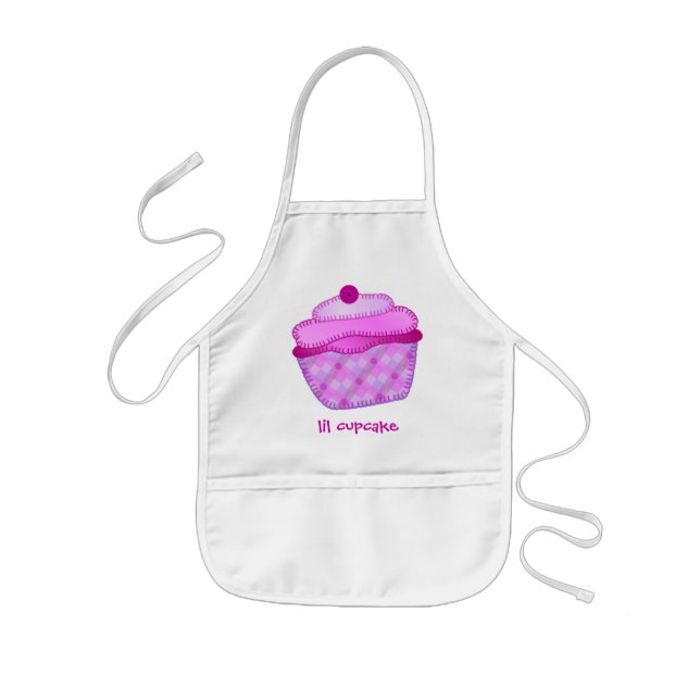 Applique Cupcake Kids Apron - Mauve and Pink (Front)