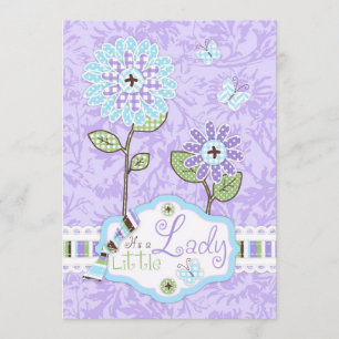 Applique-look Flower Baby Shower Invite A7-IRIS