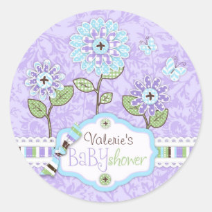 Applique-look Flowers Baby Shower Sticker IRIS