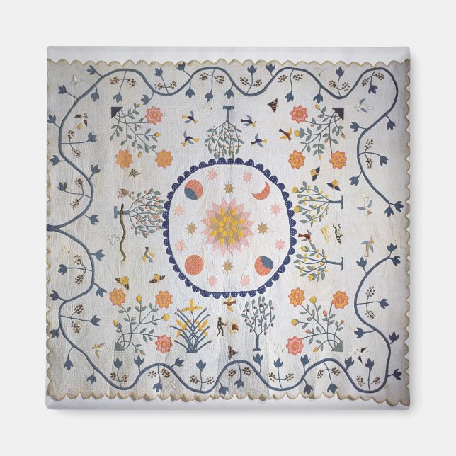 Applique quilt with Sun, Moon, Stars Magnet (Front)
