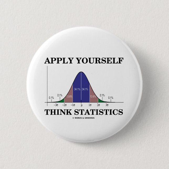 Apply Yourself Think Statistics (Bell Curve) 2 Inch Round Button (Front)