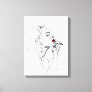 Applying Red Lipstick Canvas Print