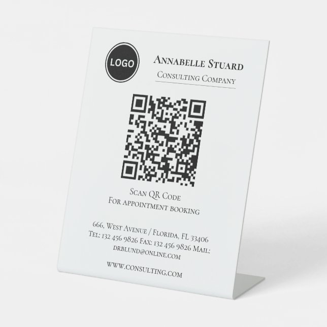Appointment Booking QR code Professional Company Pedestal Sign (Front)