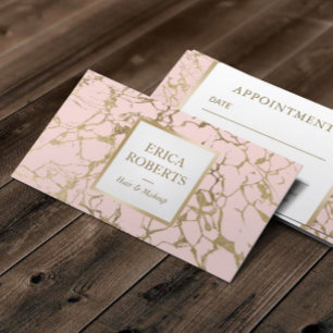 Appointment Card   Blush Pink & Gold Marble Salon