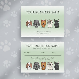 Appointment Card Cute Dog Breeds Light Green