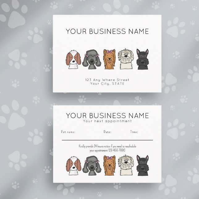 Appointment Card Cute Dog Breeds Simple White (Creator Uploaded)