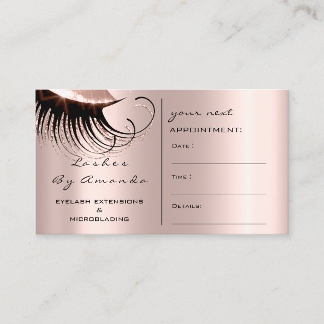 Appointment Card Makeup Artist Rose Lashes Lux (Front)