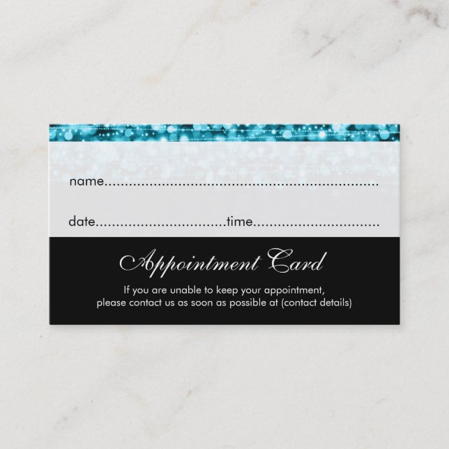 Appointment Card Turquoise Lights & Sparkles (Front)