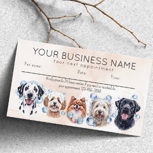 Appointment card watercolor dogs bubbles