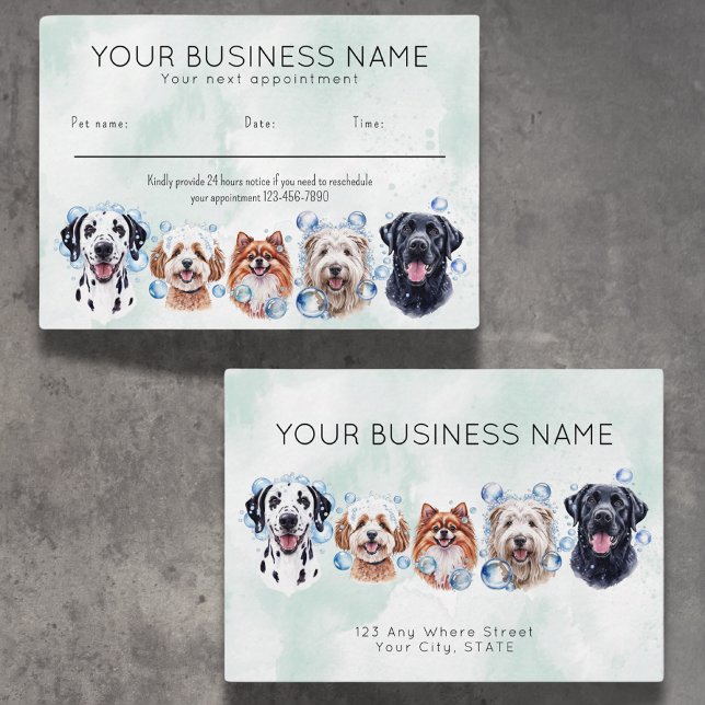 Appointment card watercolor dogs bubbles (Creator Uploaded)