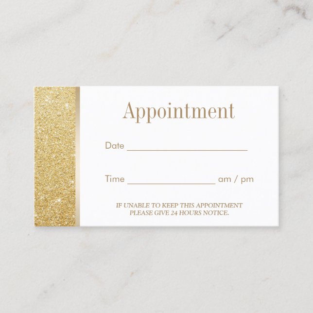 Appointment Elegant Gold Glitter Modern Card (Front)