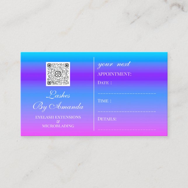 Appointment Makeup Hair Logo Nails Pink QR    Card (Front)