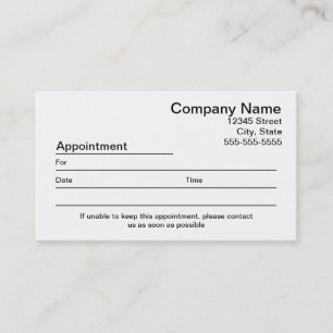 Appointment Reminder Business Card